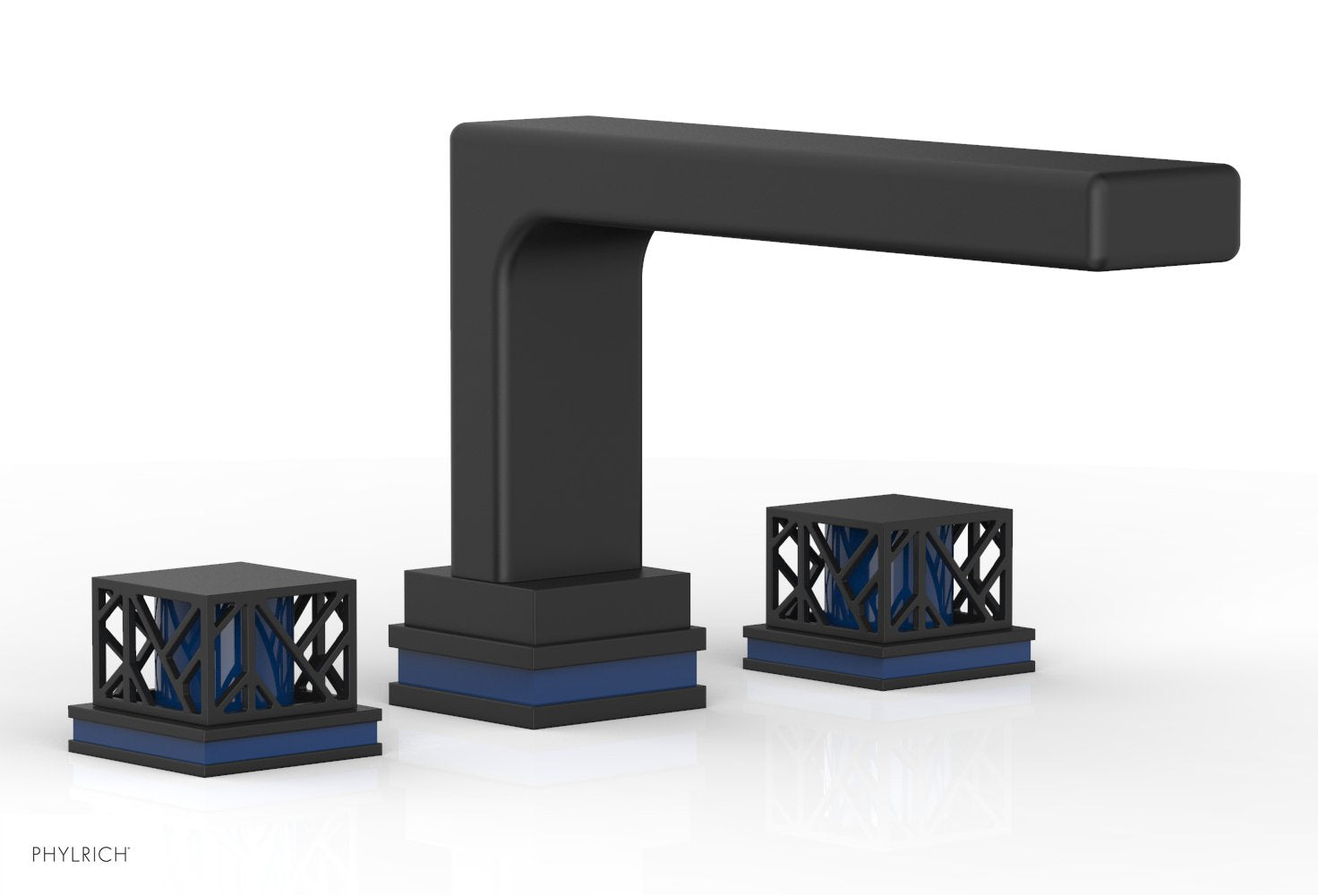 Phylrich JOLIE Deck Tub Set - Square Handles with "Navy Blue" Accents