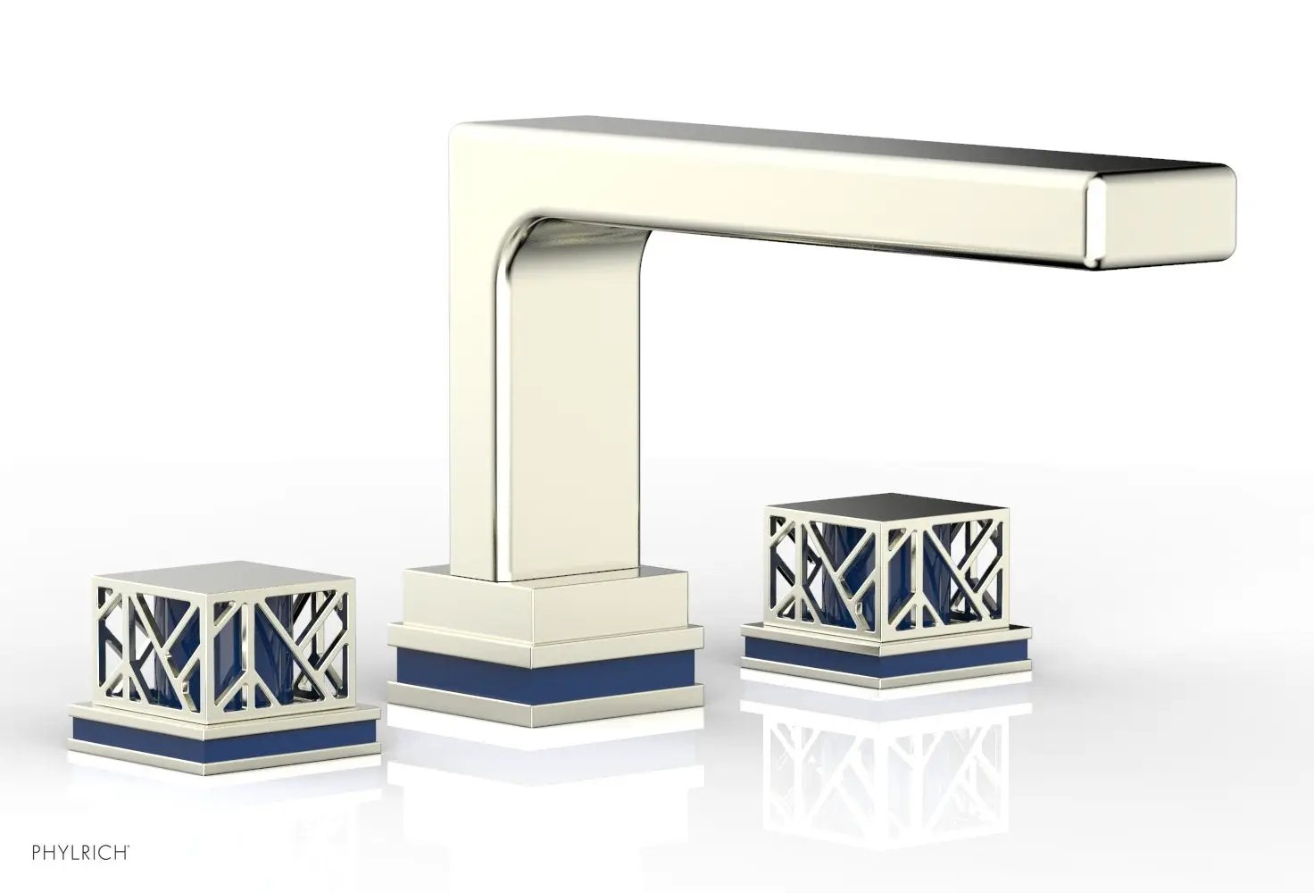Phylrich JOLIE Deck Tub Set - Square Handles with "Navy Blue" Accents by Phylrich