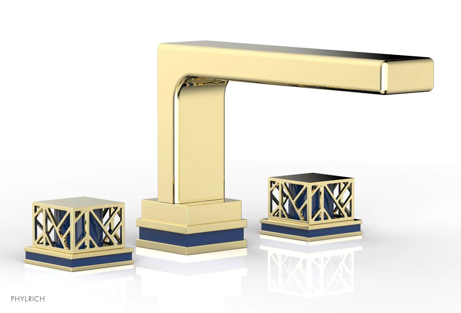 Phylrich JOLIE Deck Tub Set - Square Handles with "Navy Blue" Accents by Phylrich