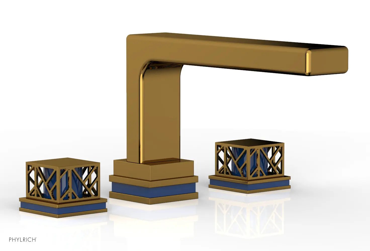 Phylrich JOLIE Deck Tub Set - Square Handles with "Navy Blue" Accents by Phylrich