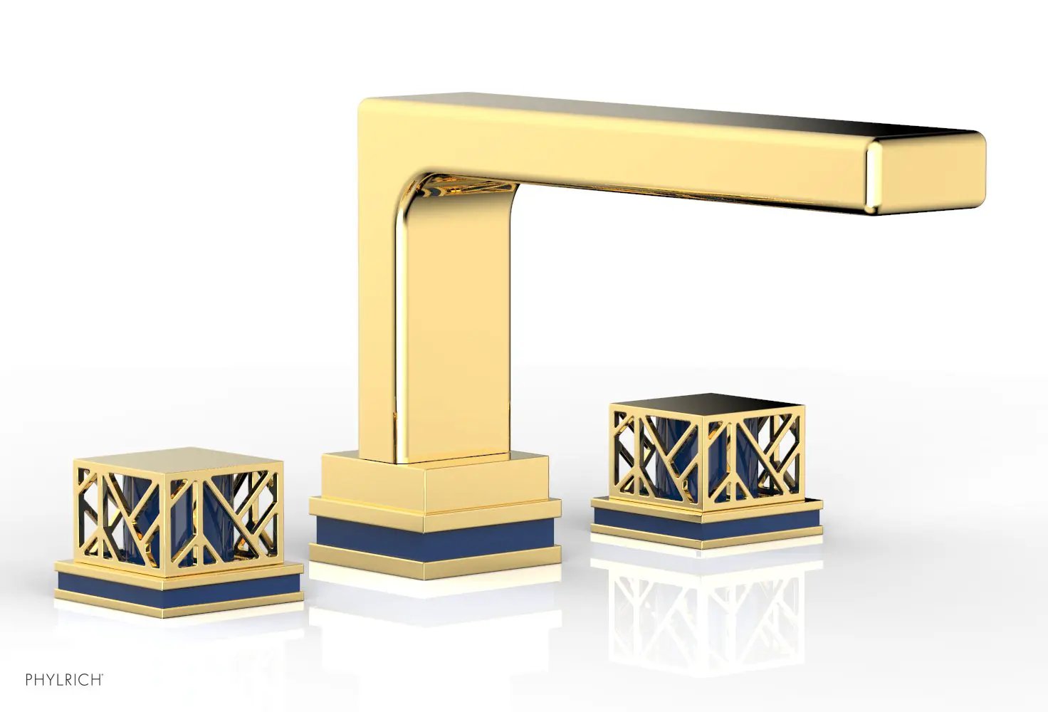 Phylrich JOLIE Deck Tub Set - Square Handles with "Navy Blue" Accents by Phylrich