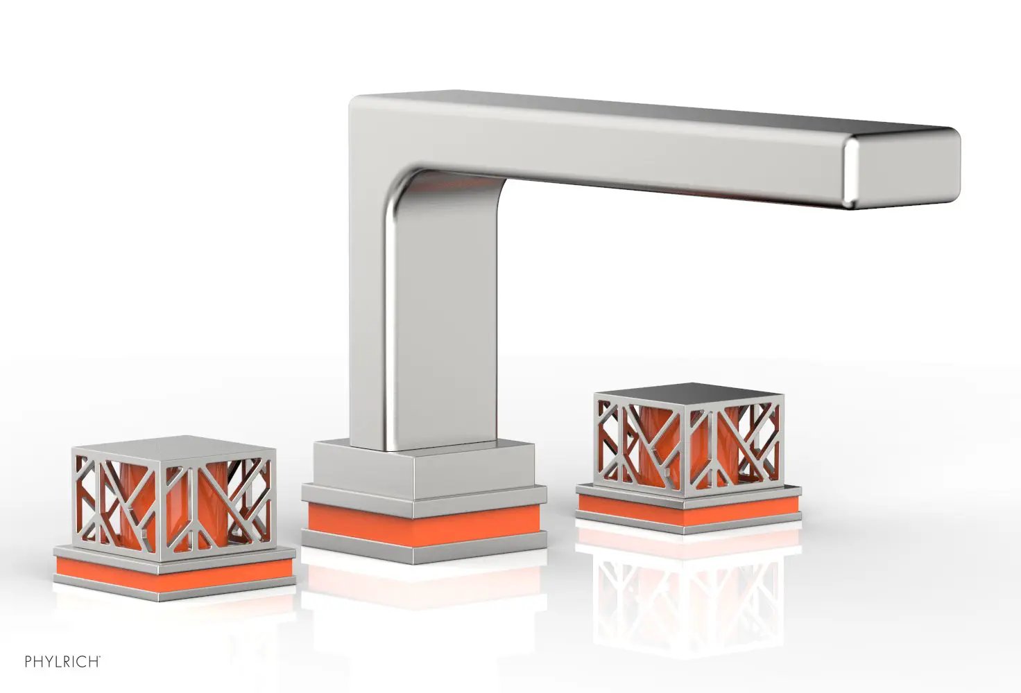 Phylrich JOLIE Deck Tub Set - Square Handles with "Orange" Accents by Phylrich