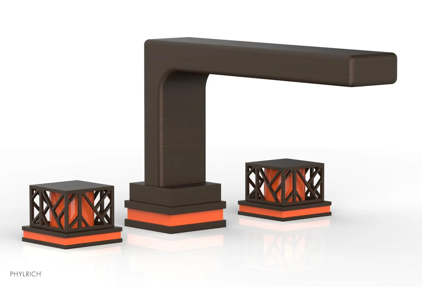 Phylrich JOLIE Deck Tub Set - Square Handles with "Orange" Accents by Phylrich