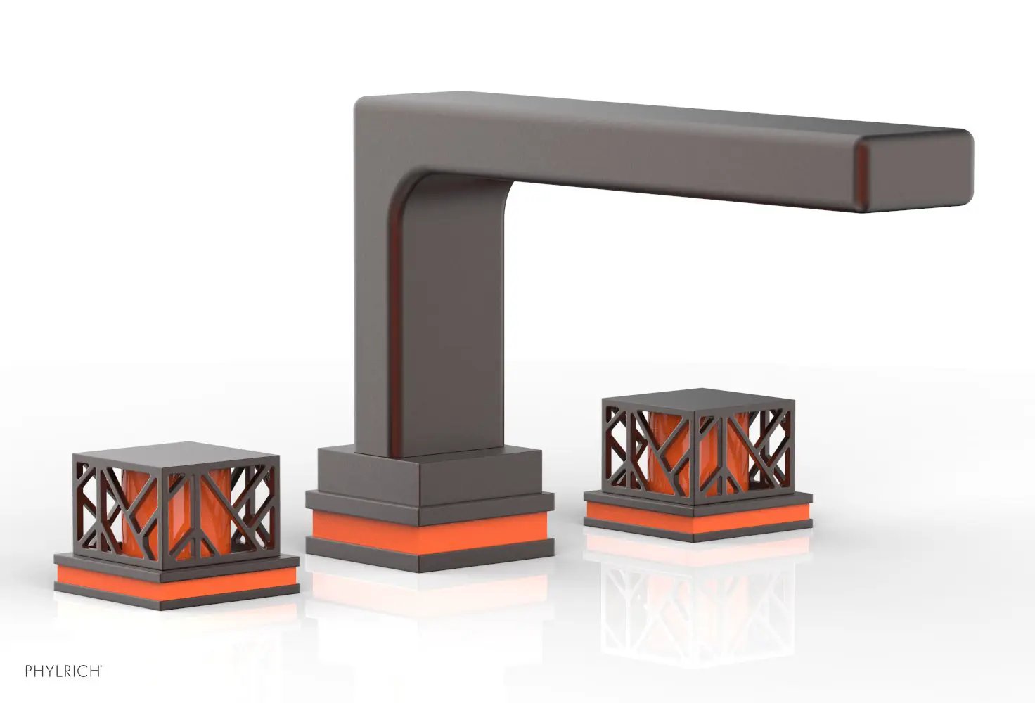 Phylrich JOLIE Deck Tub Set - Square Handles with "Orange" Accents by Phylrich
