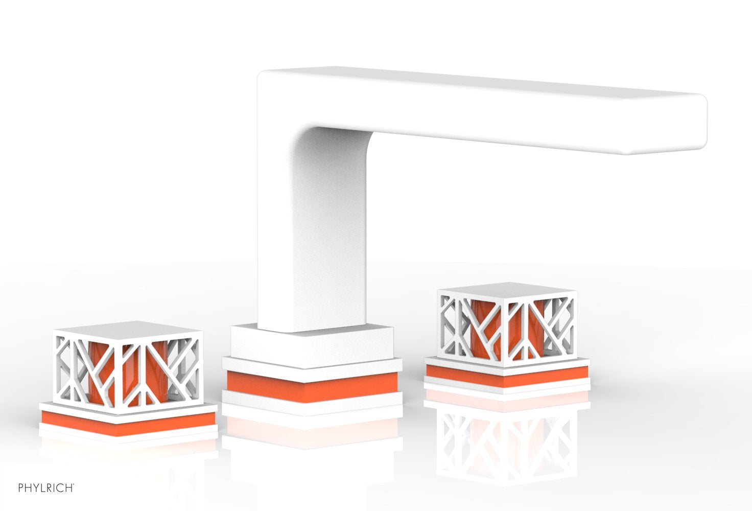 Phylrich JOLIE Deck Tub Set - Square Handles with "Orange" Accents