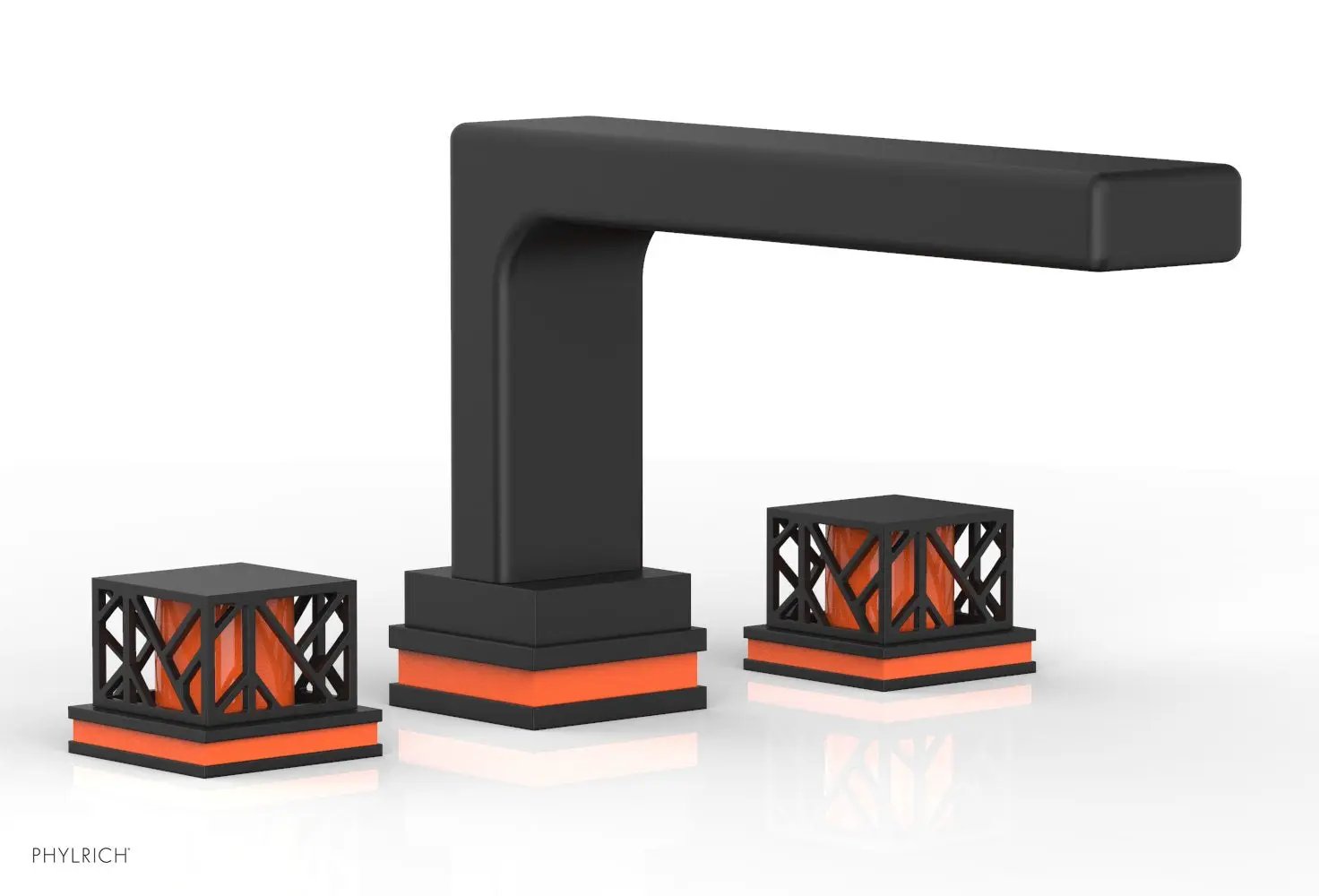 Phylrich JOLIE Deck Tub Set - Square Handles with "Orange" Accents by Phylrich