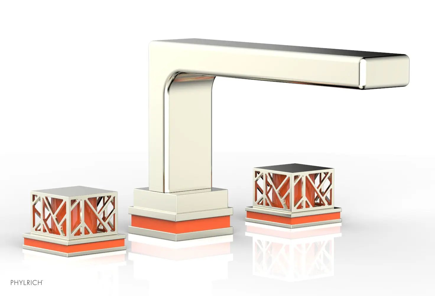 Phylrich JOLIE Deck Tub Set - Square Handles with "Orange" Accents by Phylrich