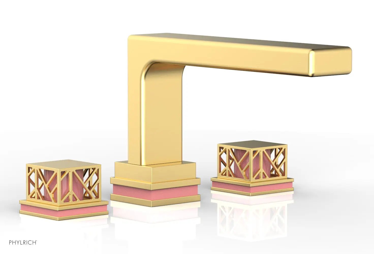 Phylrich JOLIE Deck Tub Set - Square Handles with "Pink" Accents by Phylrich