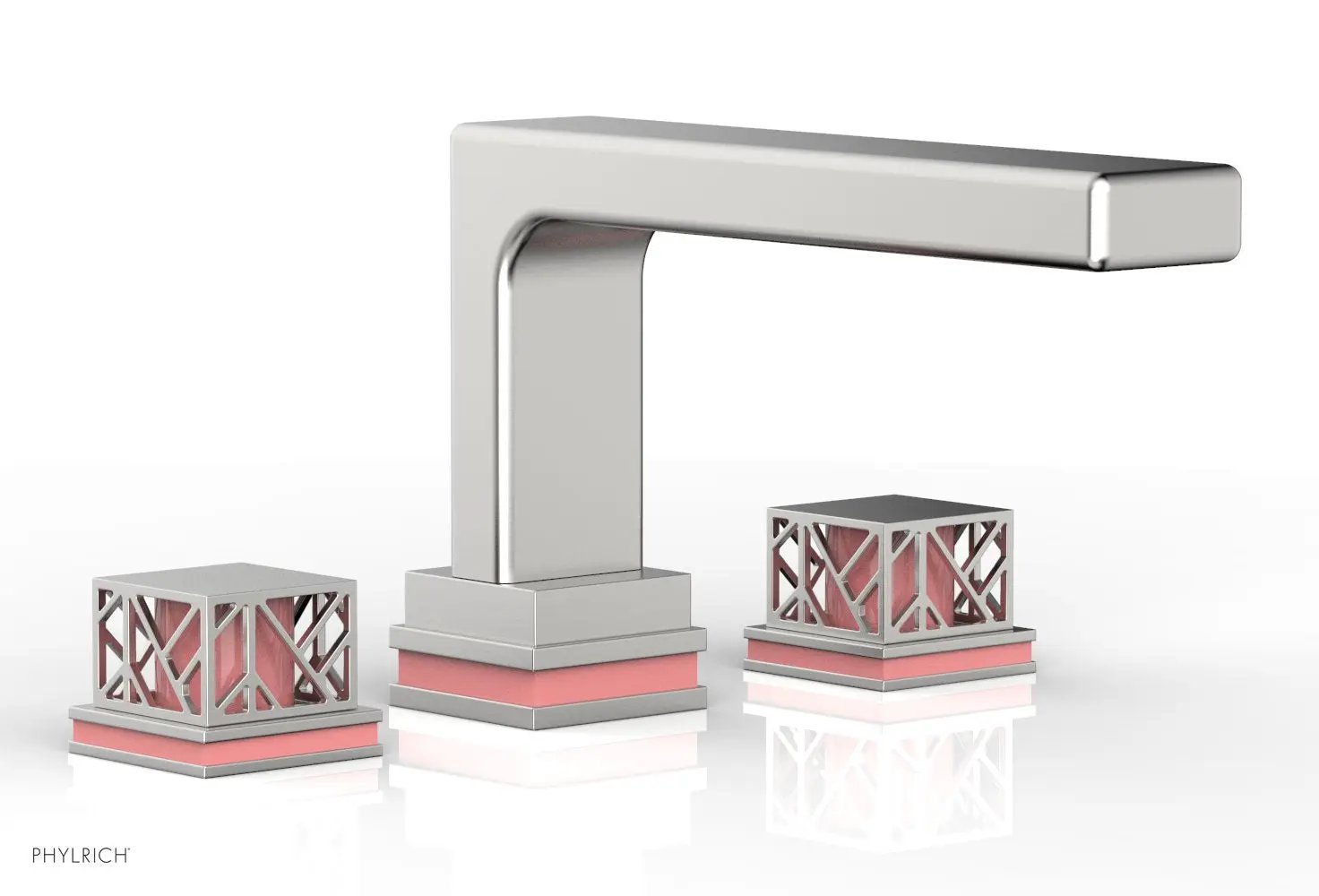 Phylrich JOLIE Deck Tub Set - Square Handles with "Pink" Accents by Phylrich