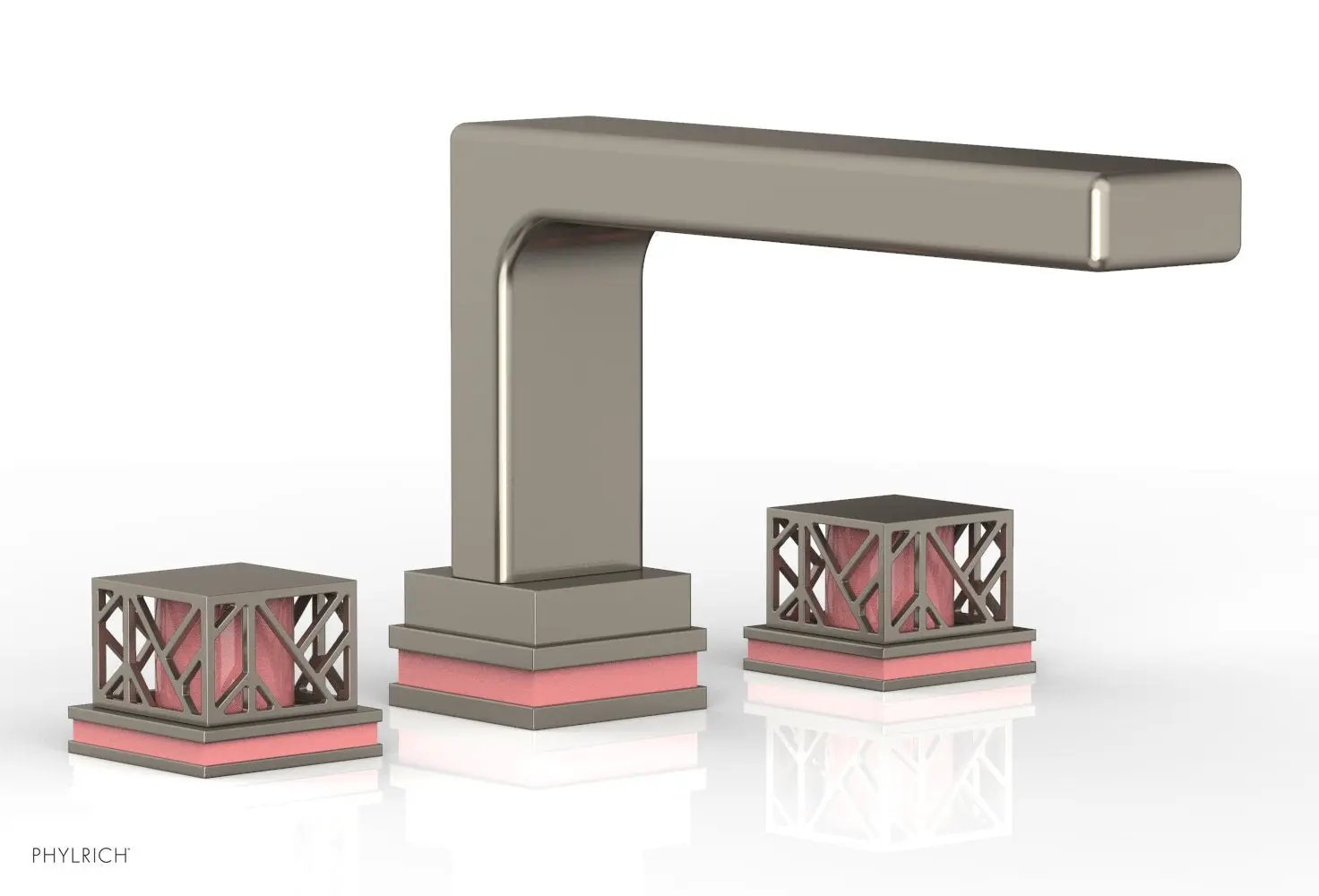 Phylrich JOLIE Deck Tub Set - Square Handles with "Pink" Accents by Phylrich