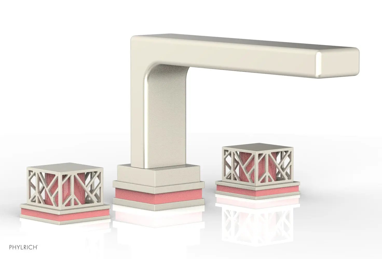 Phylrich JOLIE Deck Tub Set - Square Handles with "Pink" Accents by Phylrich