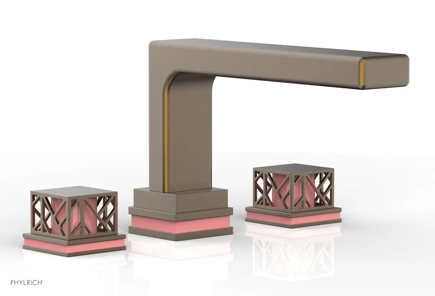 Phylrich JOLIE Deck Tub Set - Square Handles with "Pink" Accents by Phylrich