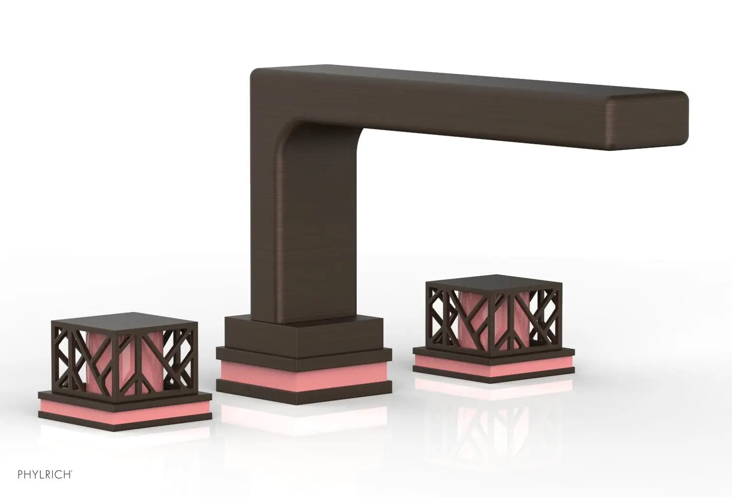 Phylrich JOLIE Deck Tub Set - Square Handles with "Pink" Accents by Phylrich