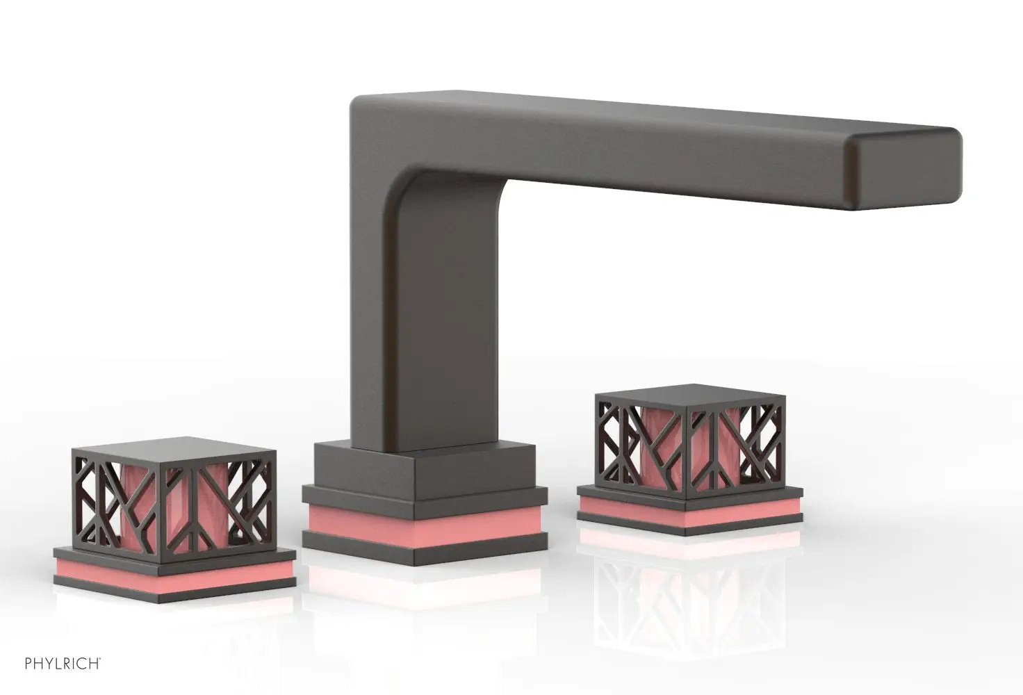 Phylrich JOLIE Deck Tub Set - Square Handles with "Pink" Accents by Phylrich