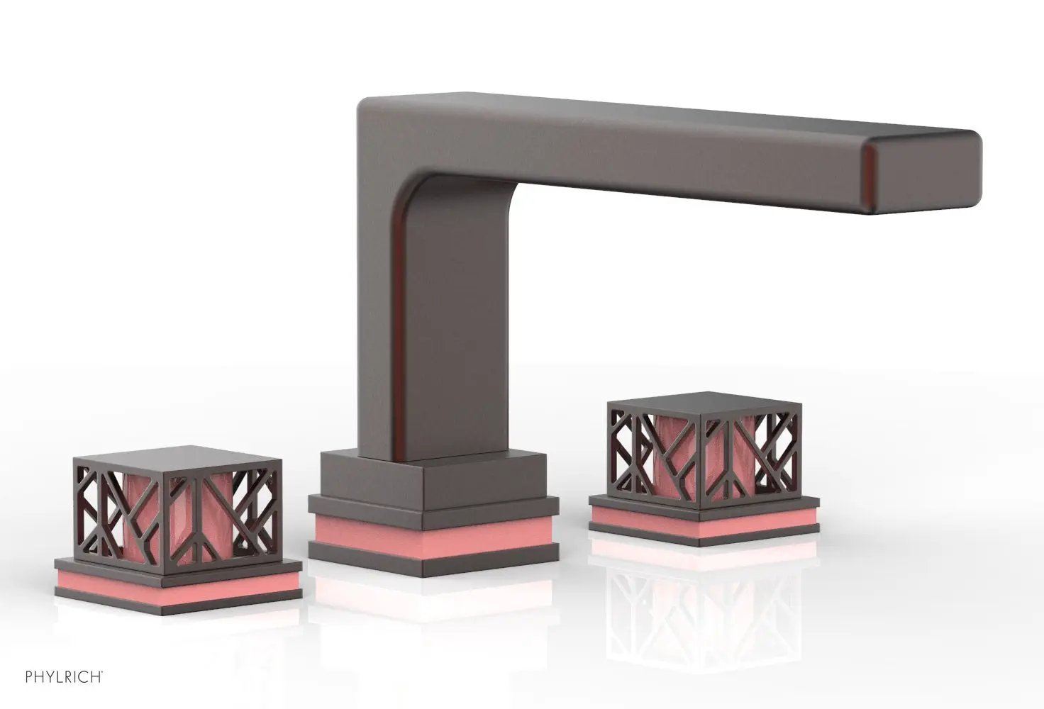 Phylrich JOLIE Deck Tub Set - Square Handles with "Pink" Accents by Phylrich