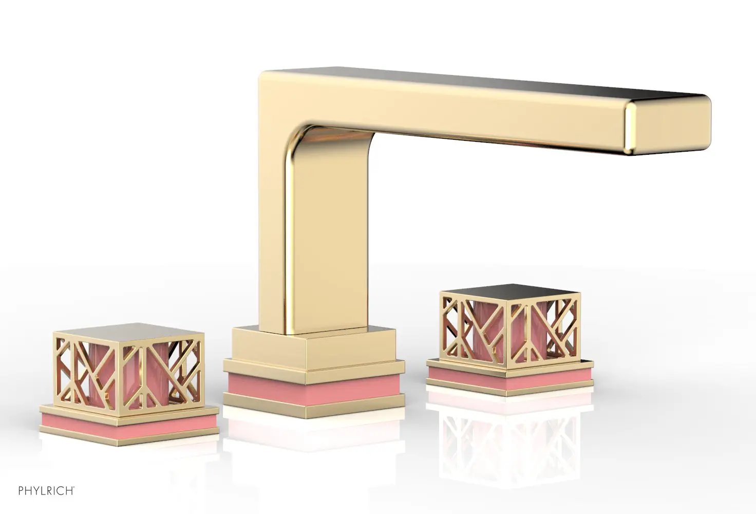 Phylrich JOLIE Deck Tub Set - Square Handles with "Pink" Accents by Phylrich