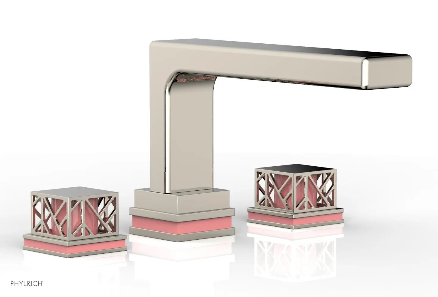 Phylrich JOLIE Deck Tub Set - Square Handles with "Pink" Accents by Phylrich