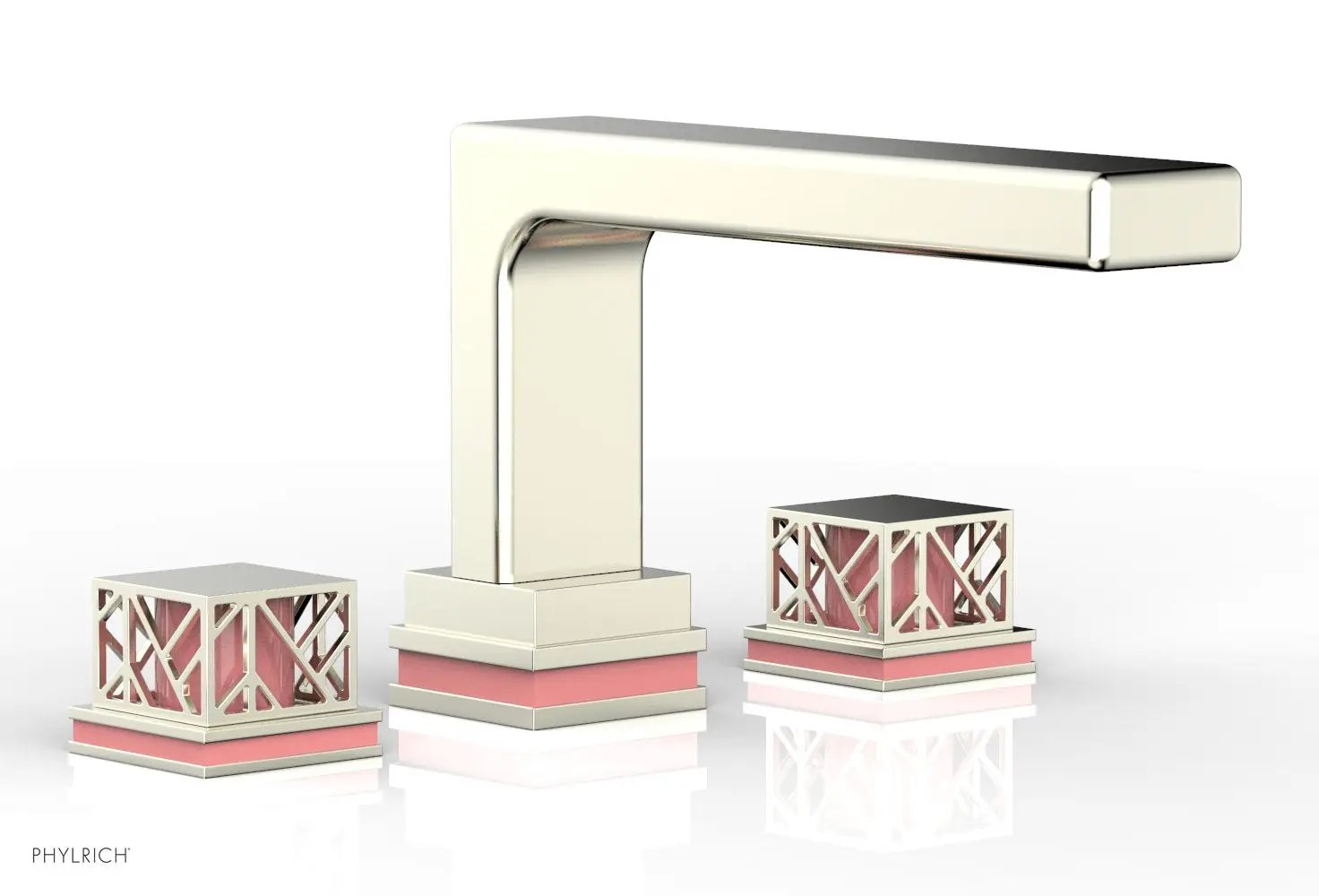 Phylrich JOLIE Deck Tub Set - Square Handles with "Pink" Accents by Phylrich
