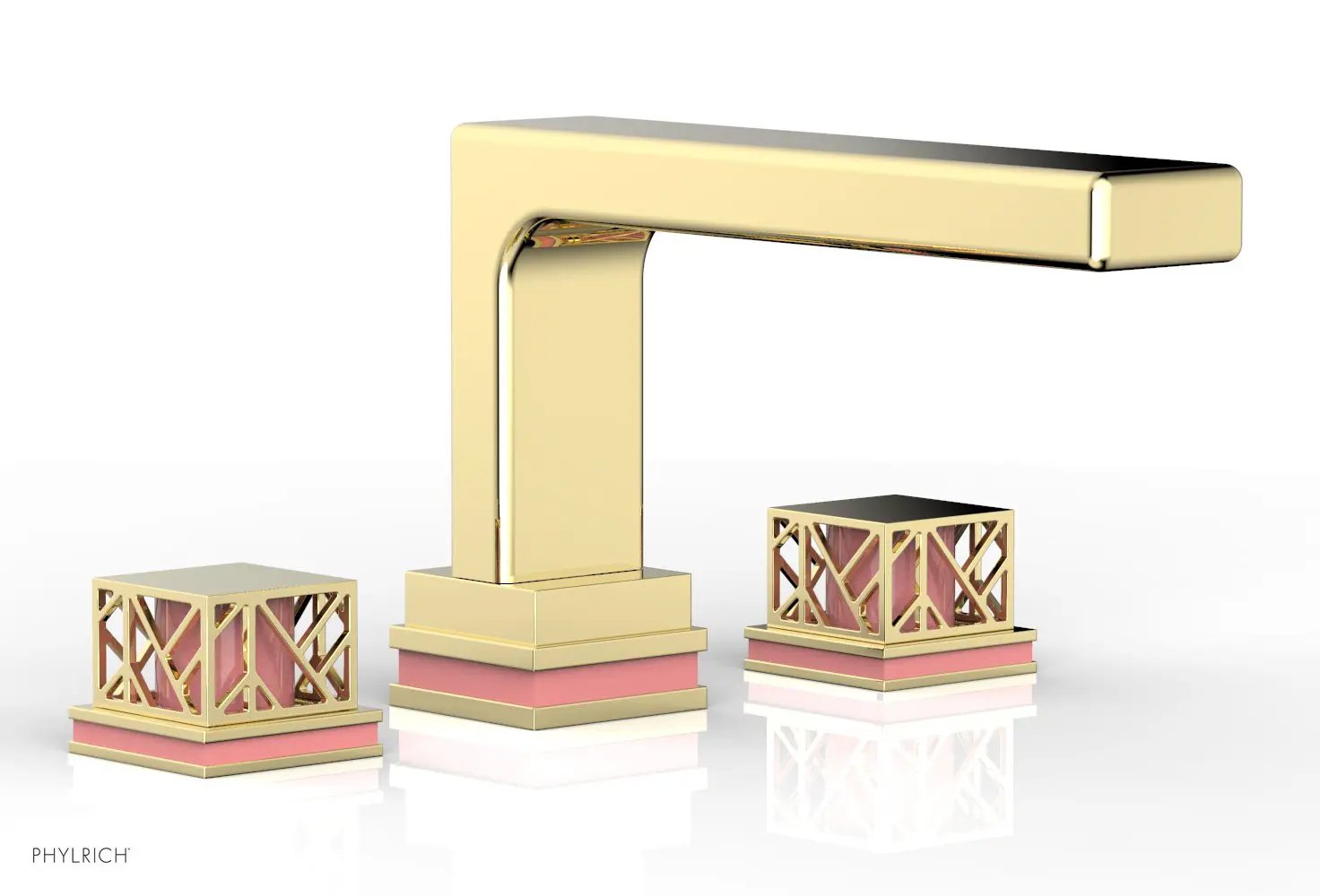 Phylrich JOLIE Deck Tub Set - Square Handles with "Pink" Accents by Phylrich