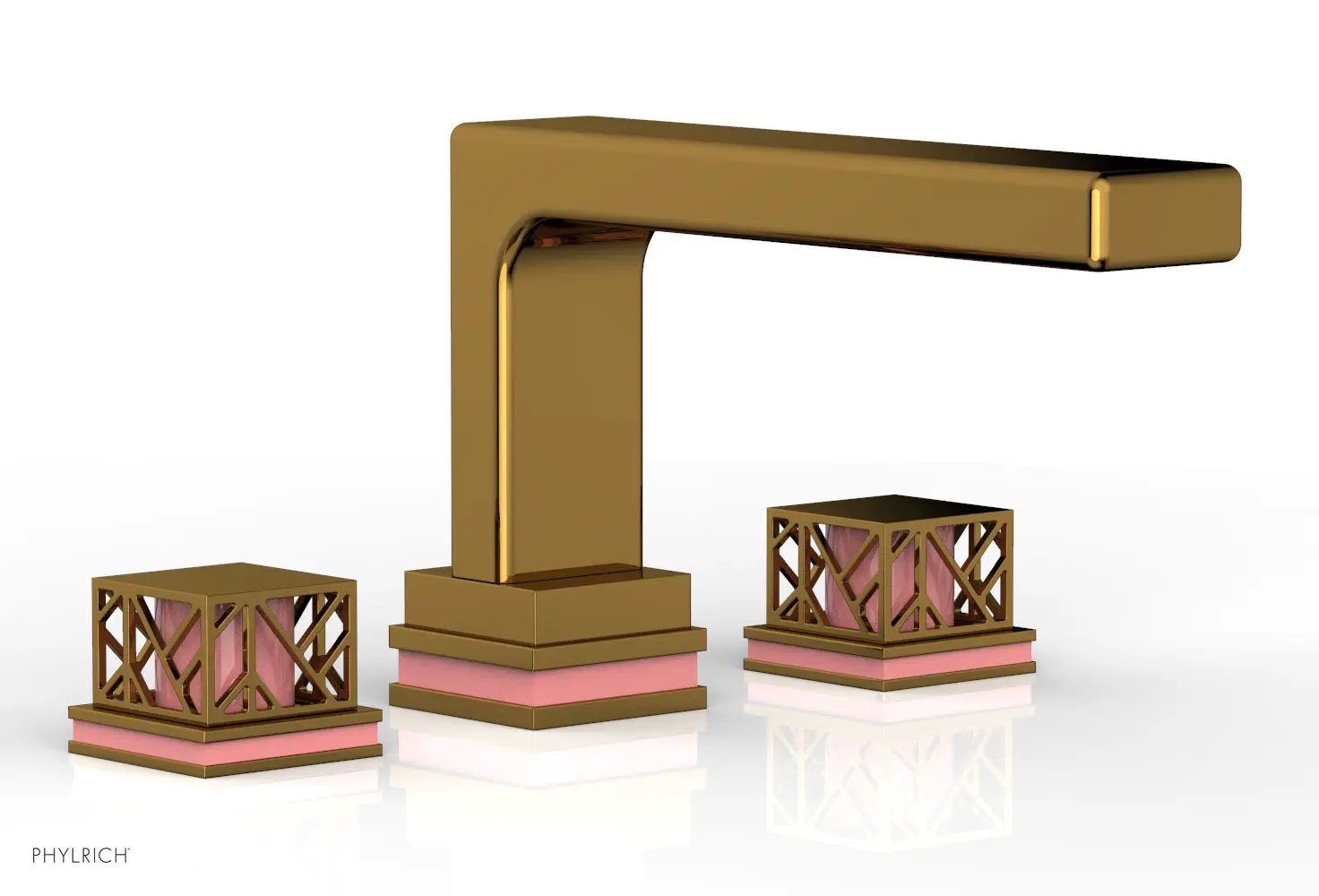 Phylrich JOLIE Deck Tub Set - Square Handles with "Pink" Accents by Phylrich
