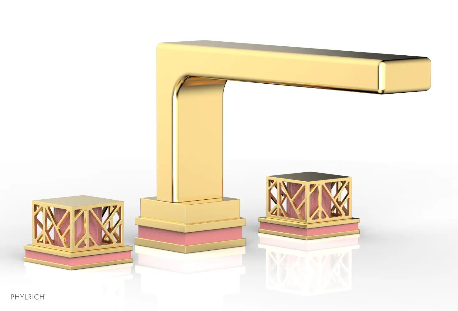 Phylrich JOLIE Deck Tub Set - Square Handles with "Pink" Accents by Phylrich