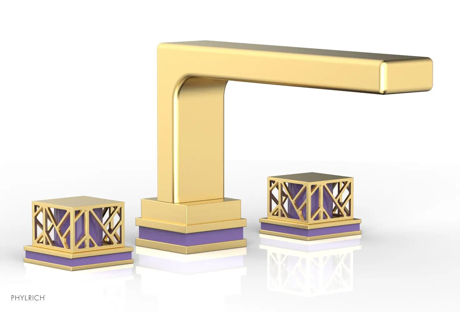 Phylrich JOLIE Deck Tub Set - Square Handles with "Purple" Accents by Phylrich