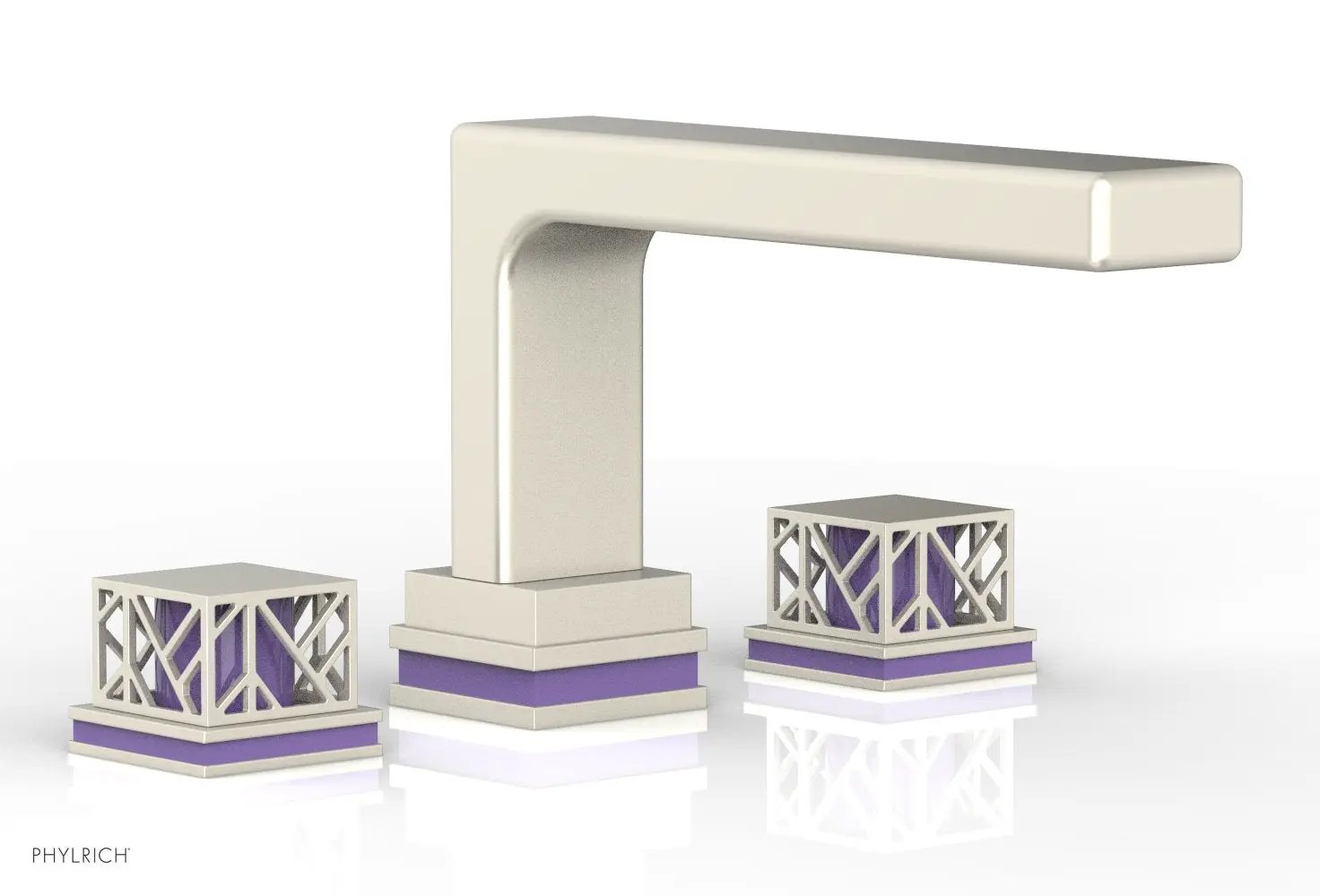 Phylrich JOLIE Deck Tub Set - Square Handles with "Purple" Accents by Phylrich