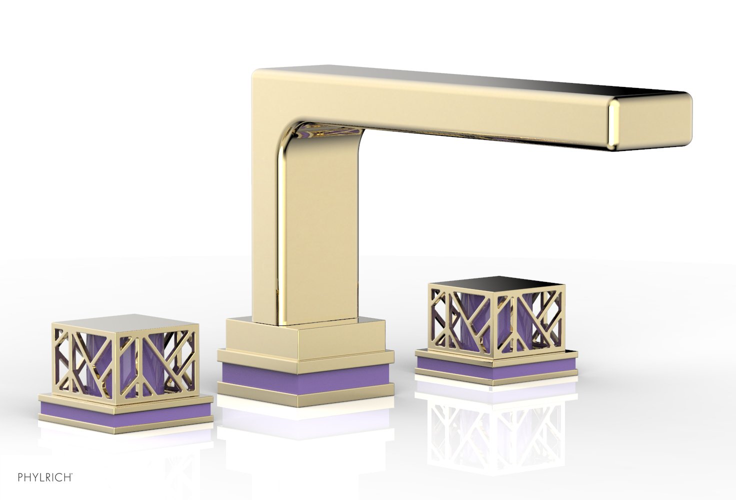 Phylrich JOLIE Deck Tub Set - Square Handles with "Purple" Accents