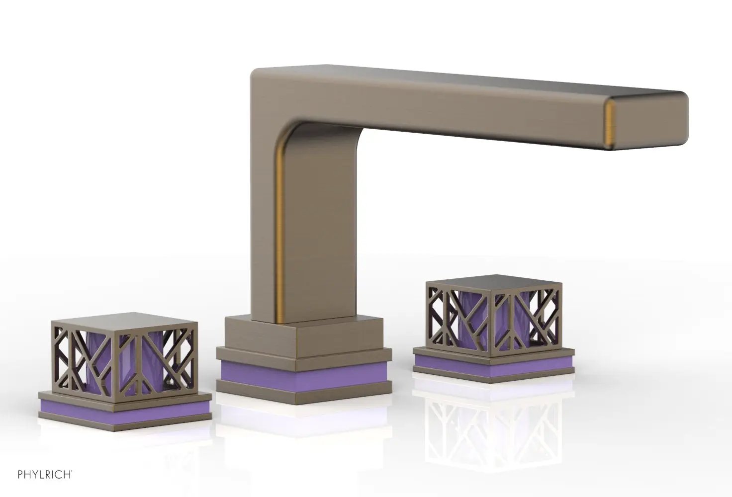 Phylrich JOLIE Deck Tub Set - Square Handles with "Purple" Accents by Phylrich