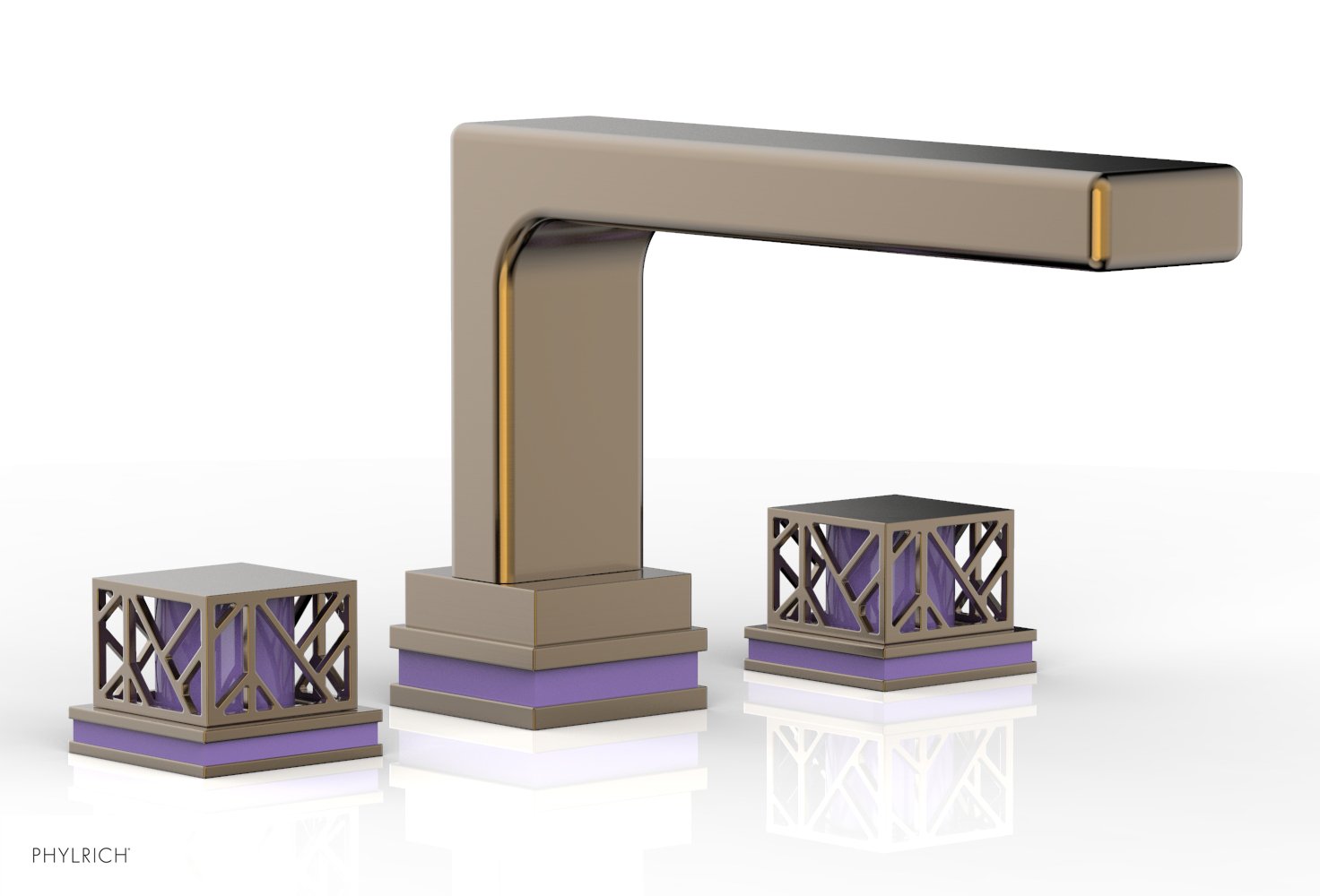 Phylrich JOLIE Deck Tub Set - Square Handles with "Purple" Accents