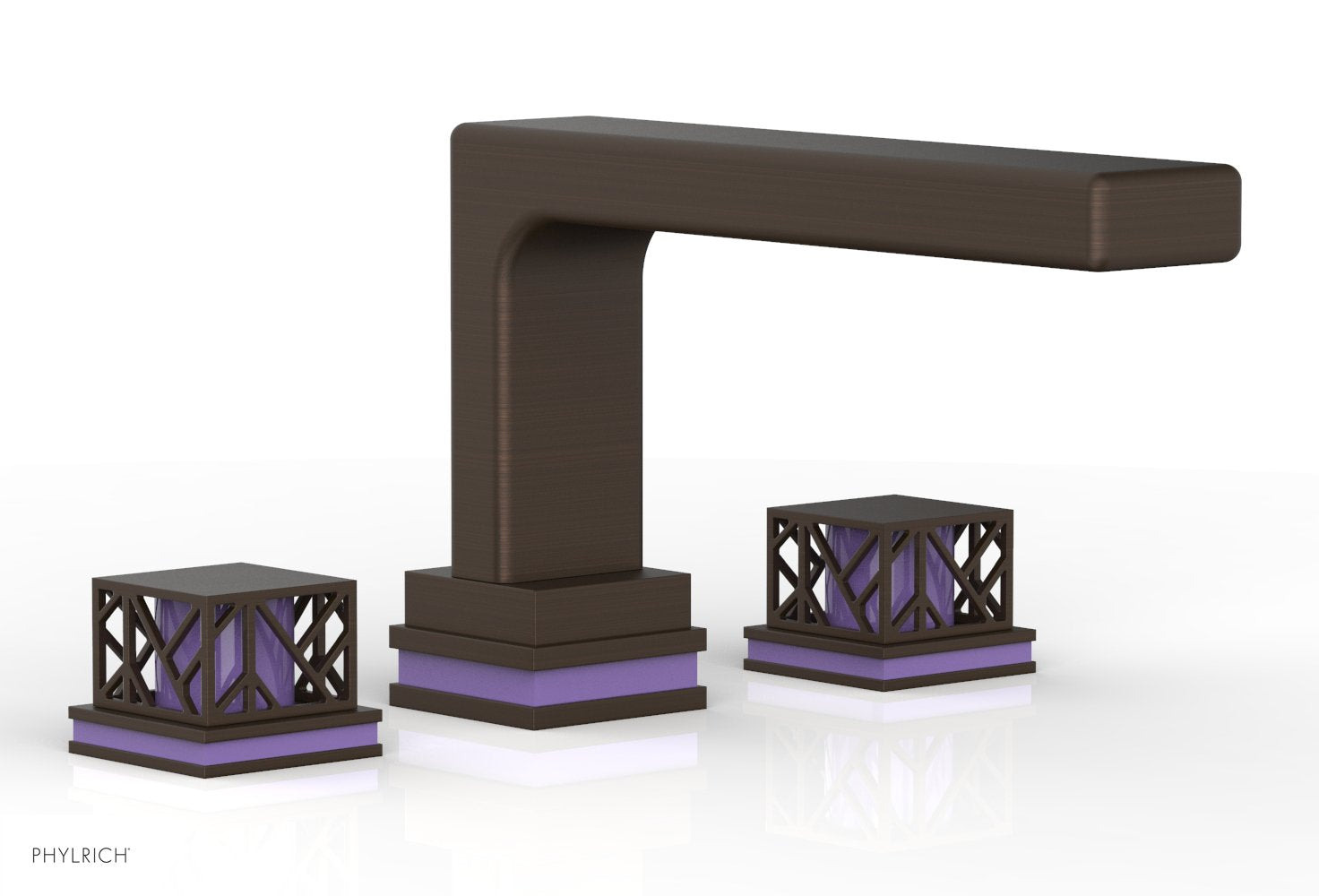 Phylrich JOLIE Deck Tub Set - Square Handles with "Purple" Accents