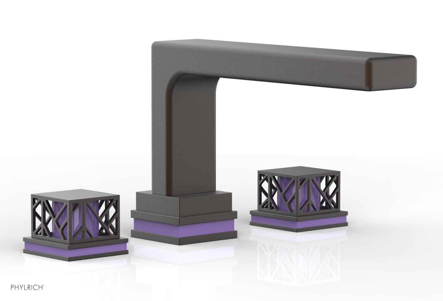 Phylrich JOLIE Deck Tub Set - Square Handles with "Purple" Accents