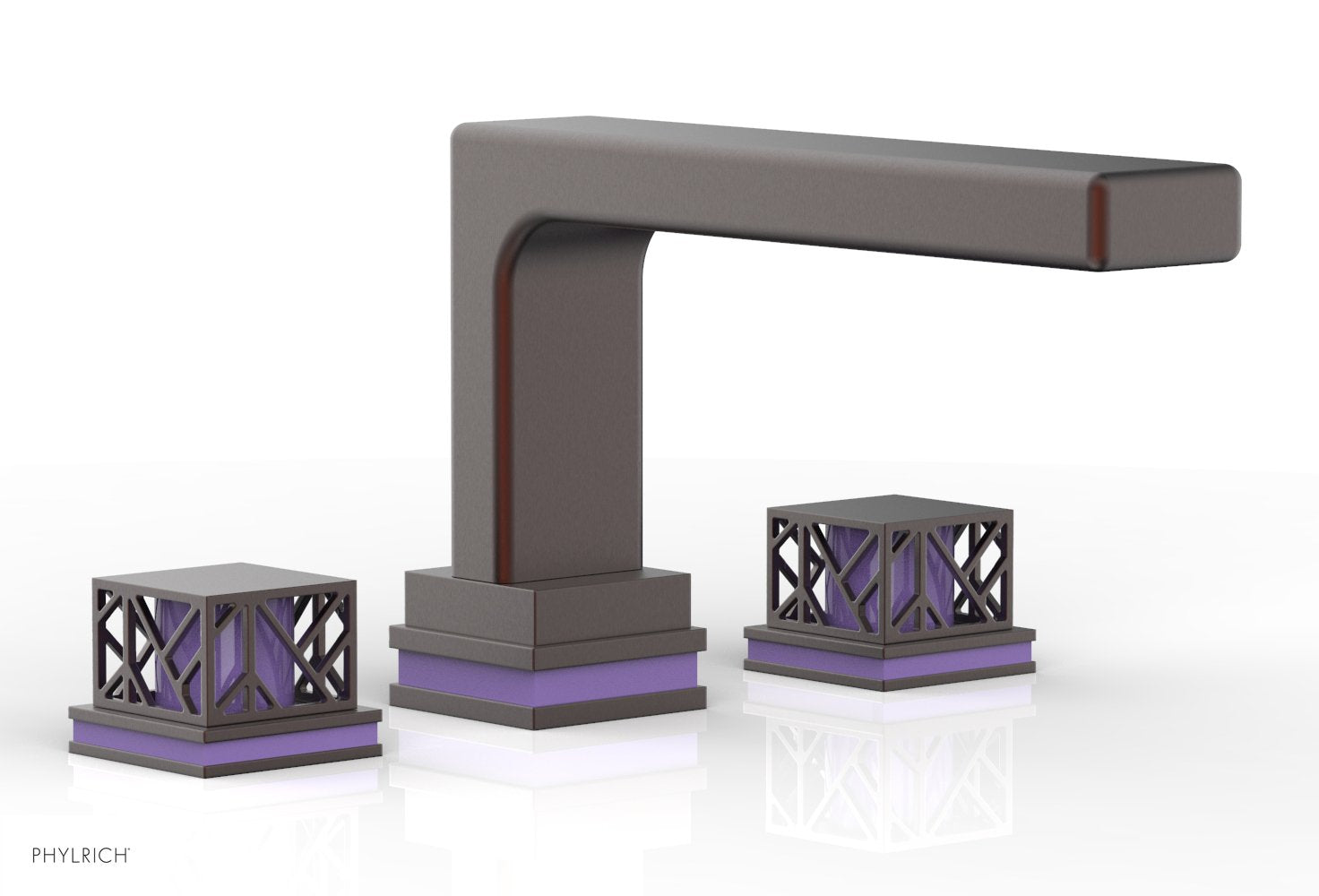 Phylrich JOLIE Deck Tub Set - Square Handles with "Purple" Accents
