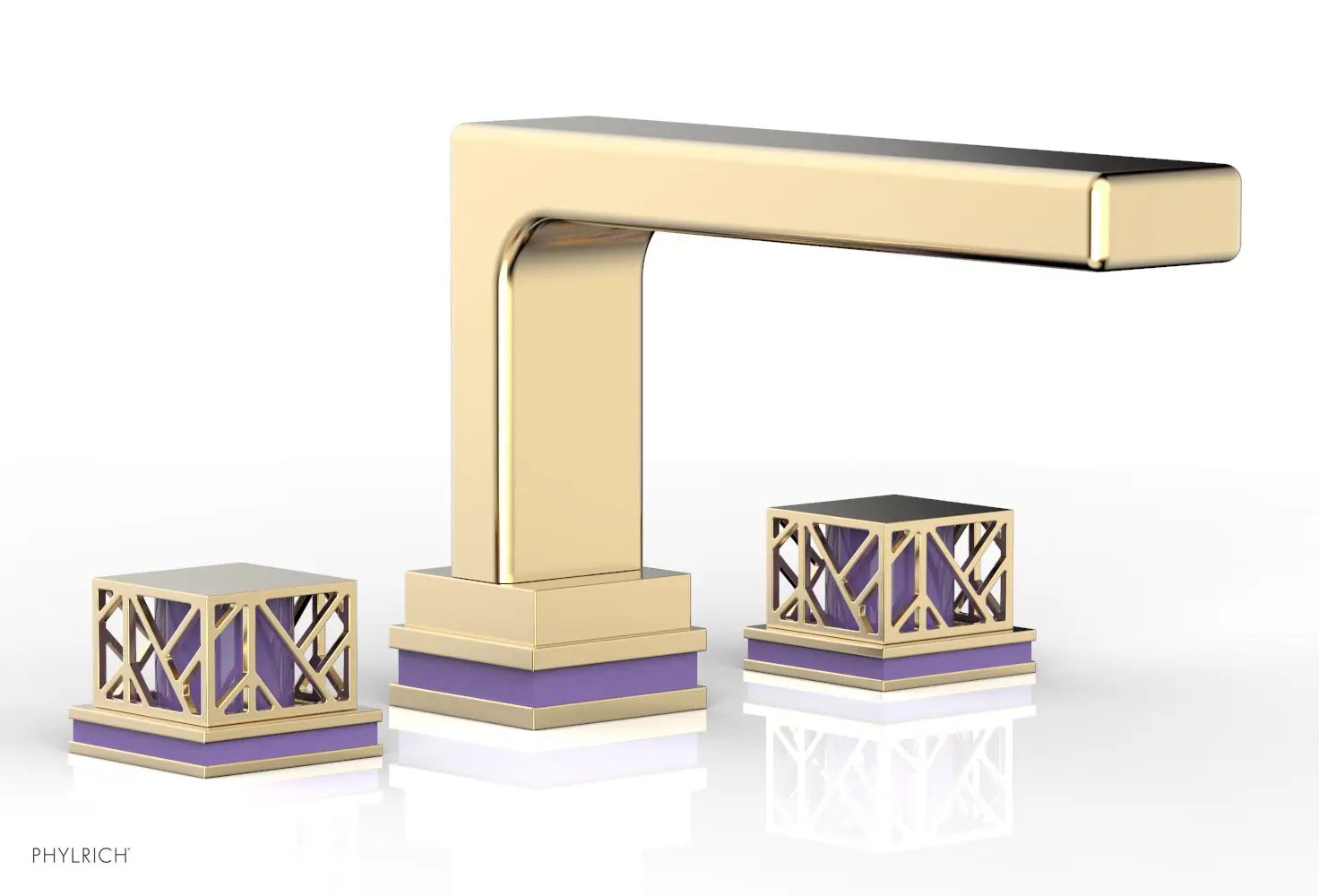 Phylrich JOLIE Deck Tub Set - Square Handles with "Purple" Accents by Phylrich