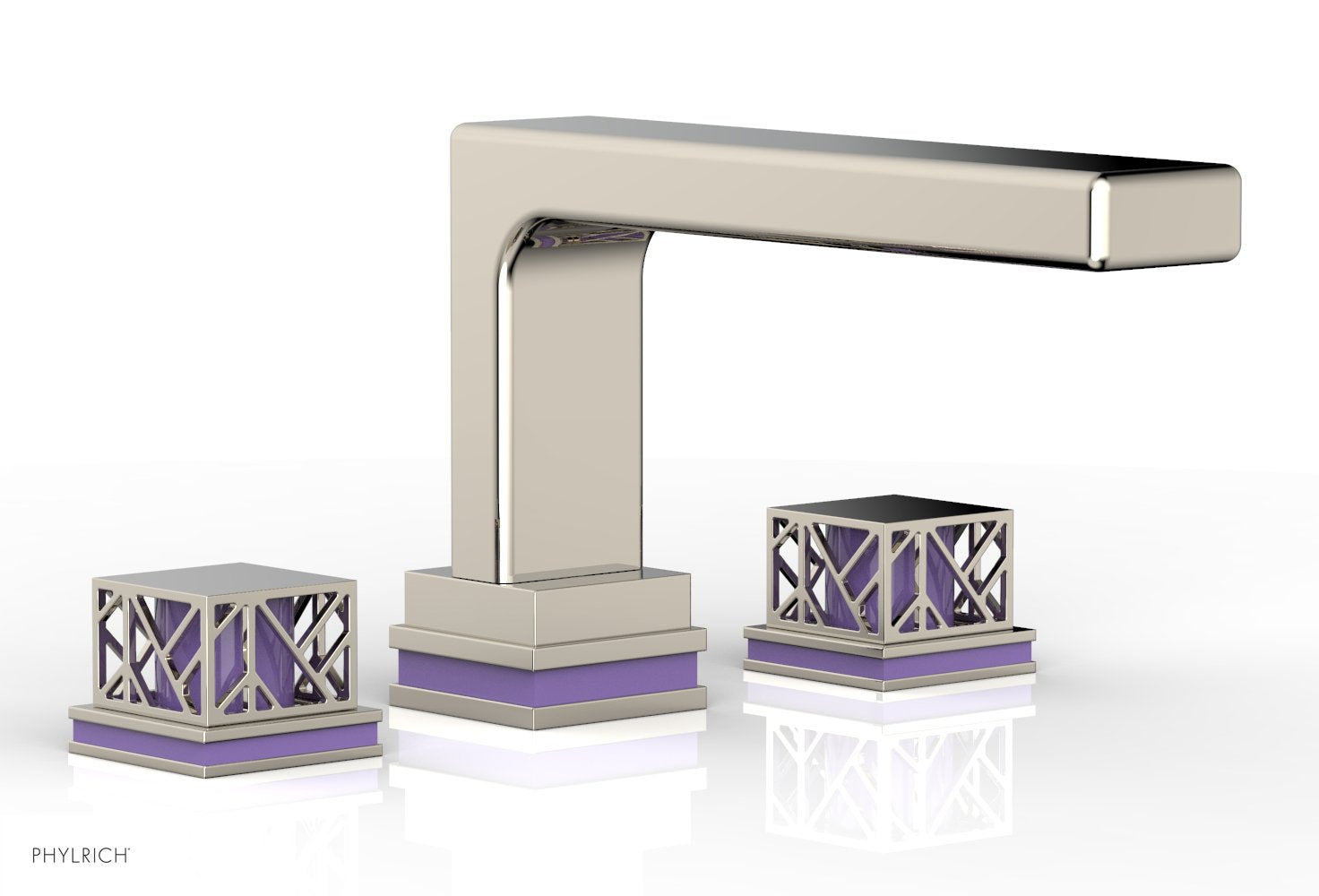 Phylrich JOLIE Deck Tub Set - Square Handles with "Purple" Accents