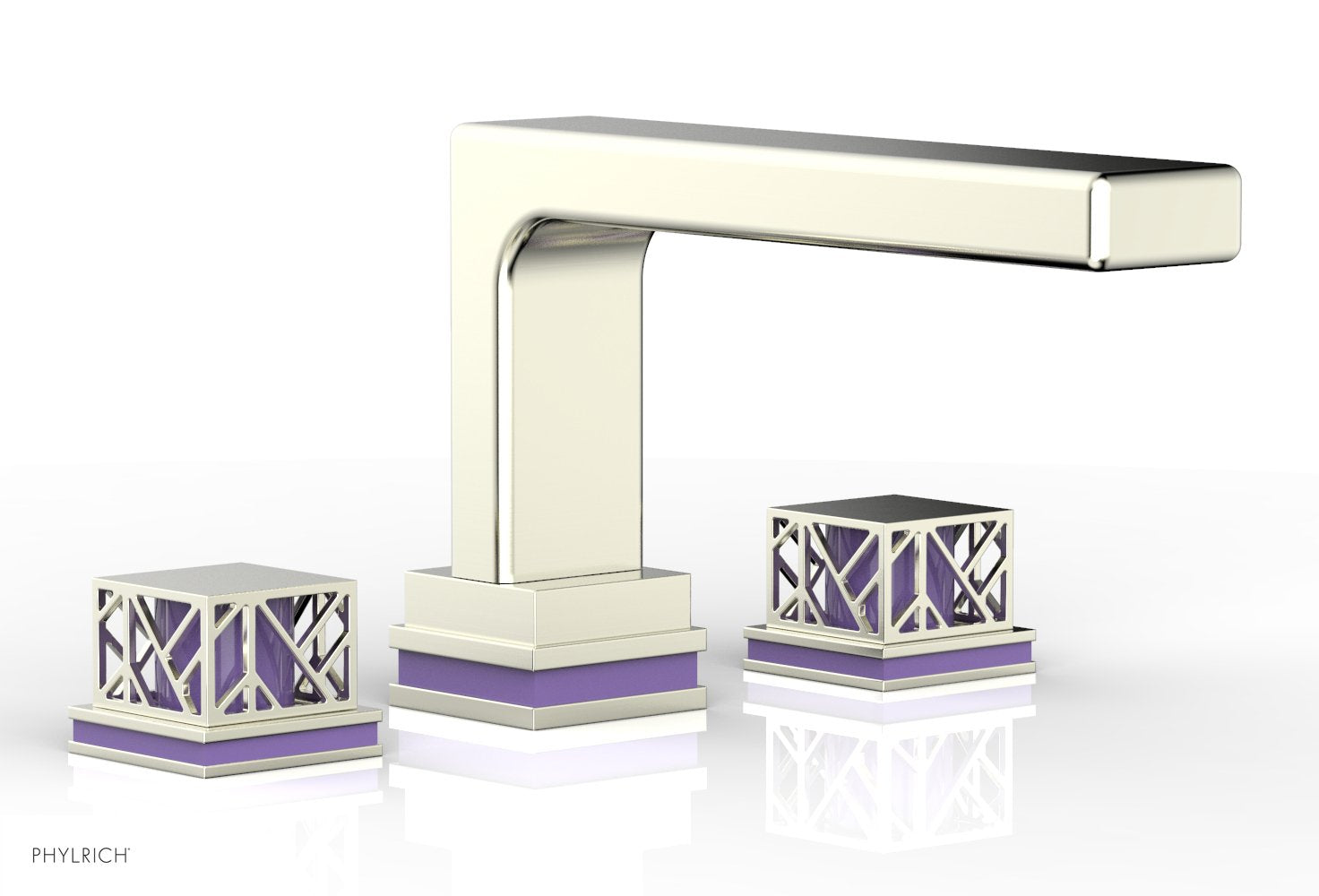 Phylrich JOLIE Deck Tub Set - Square Handles with "Purple" Accents