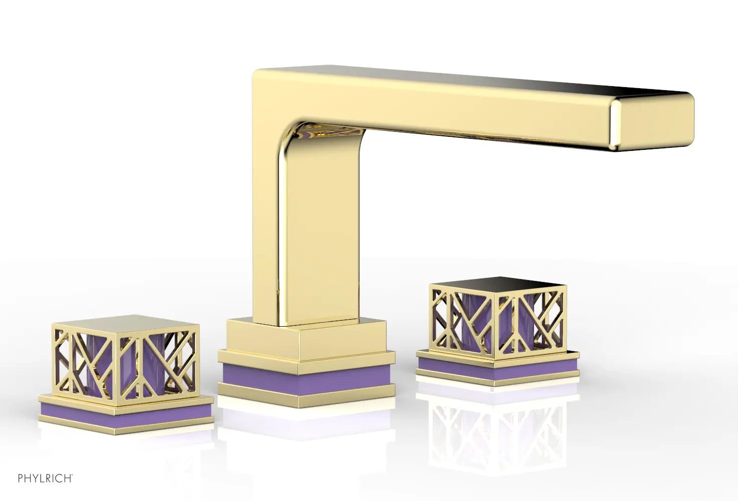 Phylrich JOLIE Deck Tub Set - Square Handles with "Purple" Accents by Phylrich