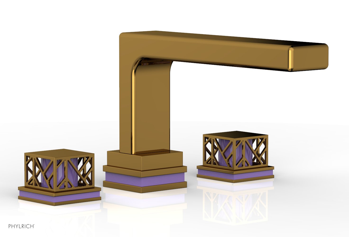 Phylrich JOLIE Deck Tub Set - Square Handles with "Purple" Accents