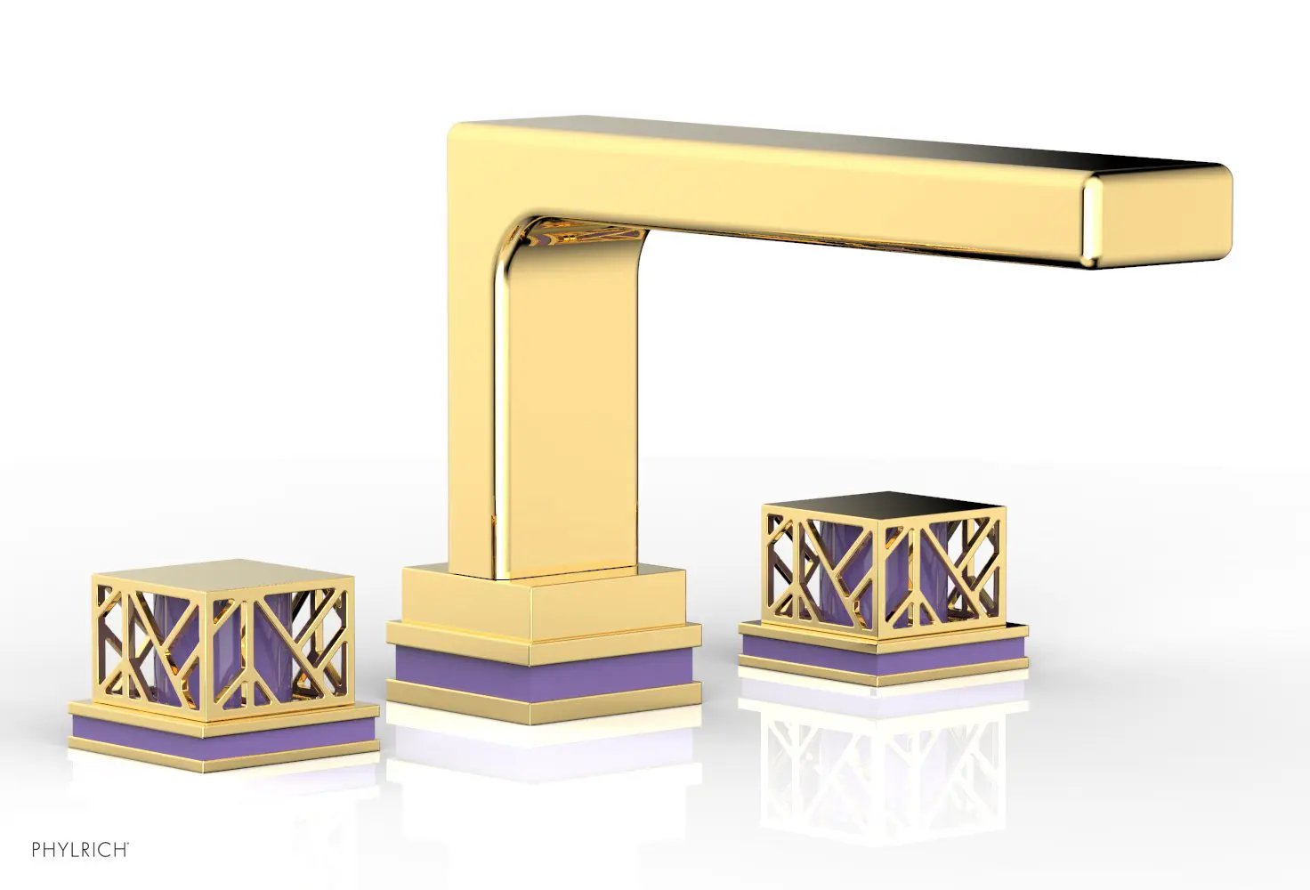 Phylrich JOLIE Deck Tub Set - Square Handles with "Purple" Accents by Phylrich