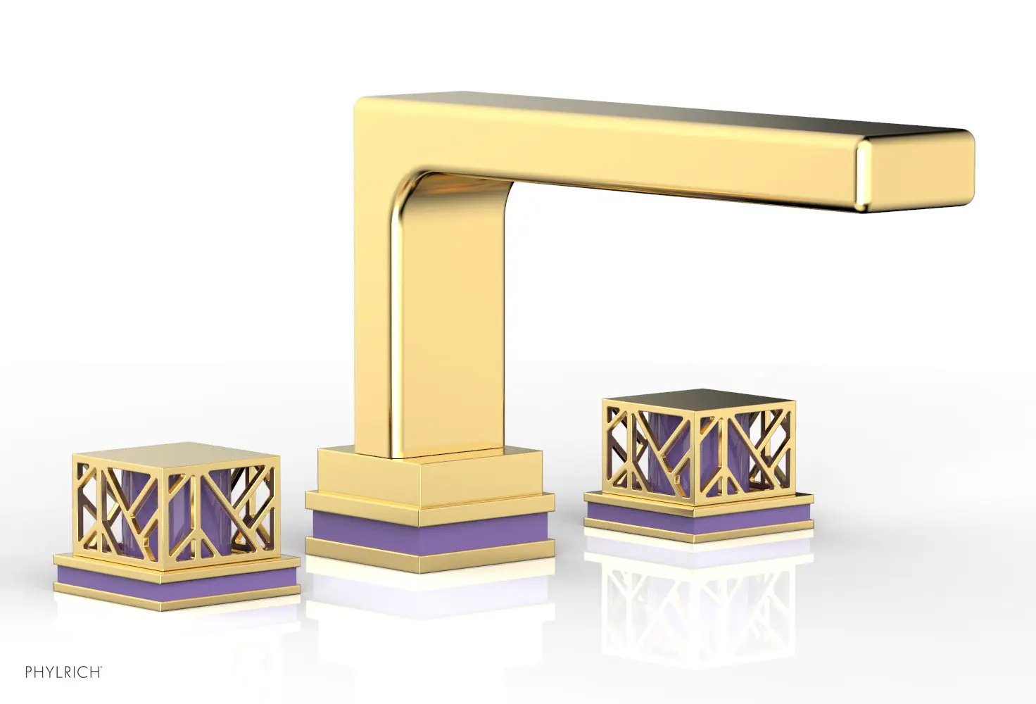Phylrich JOLIE Deck Tub Set - Square Handles with "Purple" Accents by Phylrich
