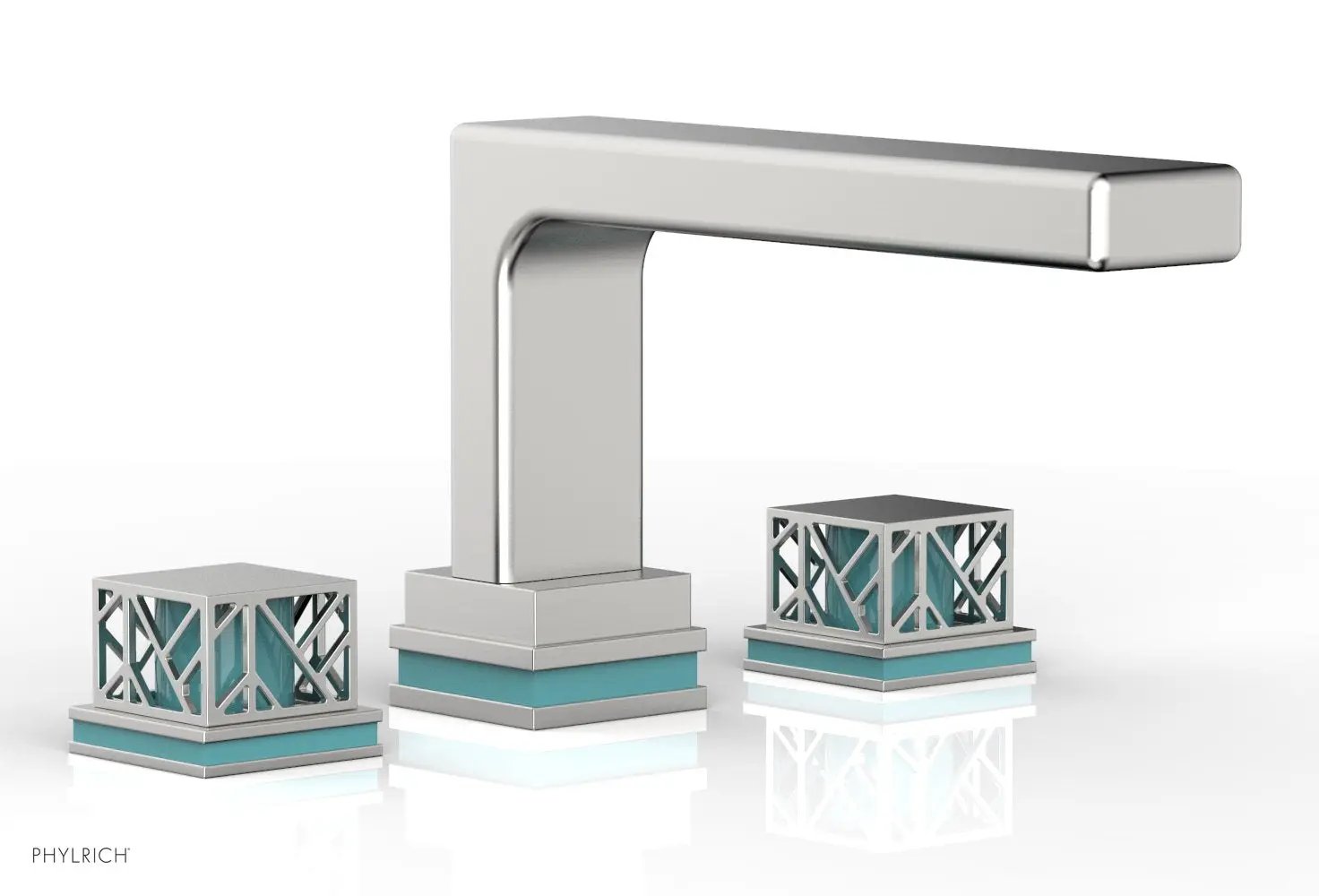 Phylrich JOLIE Deck Tub Set - Square Handles with "Turquoise" Accents by Phylrich