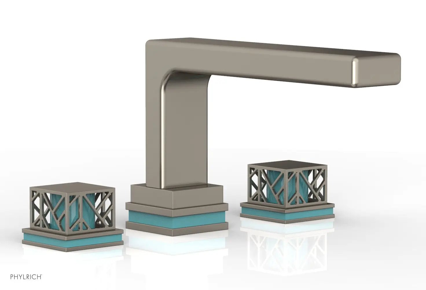 Phylrich JOLIE Deck Tub Set - Square Handles with "Turquoise" Accents by Phylrich