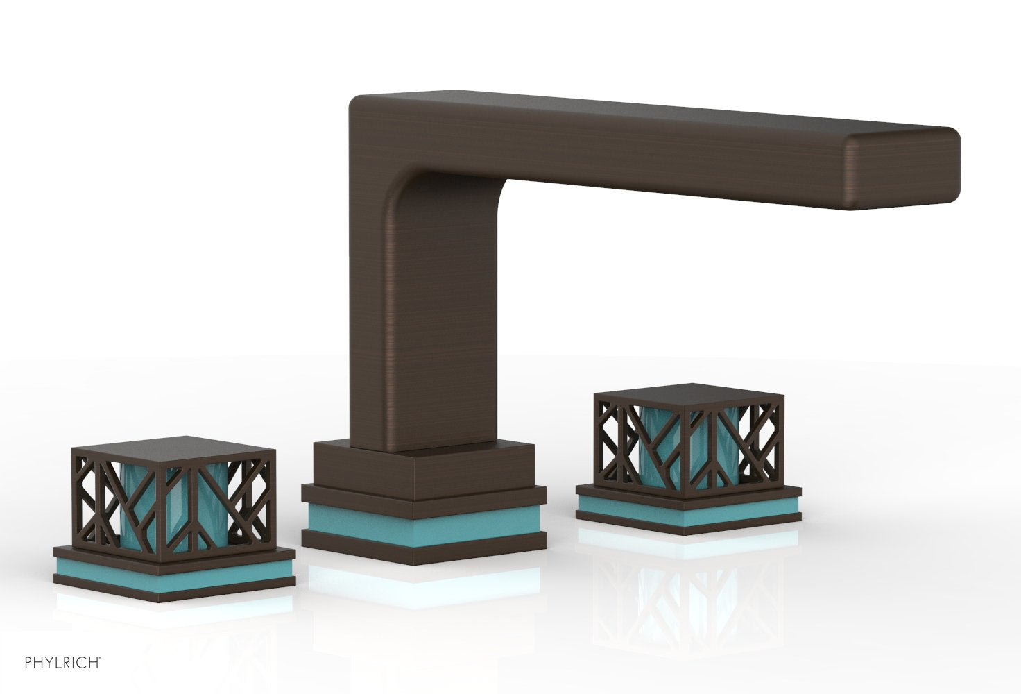 Phylrich JOLIE Deck Tub Set - Square Handles with "Turquoise" Accents