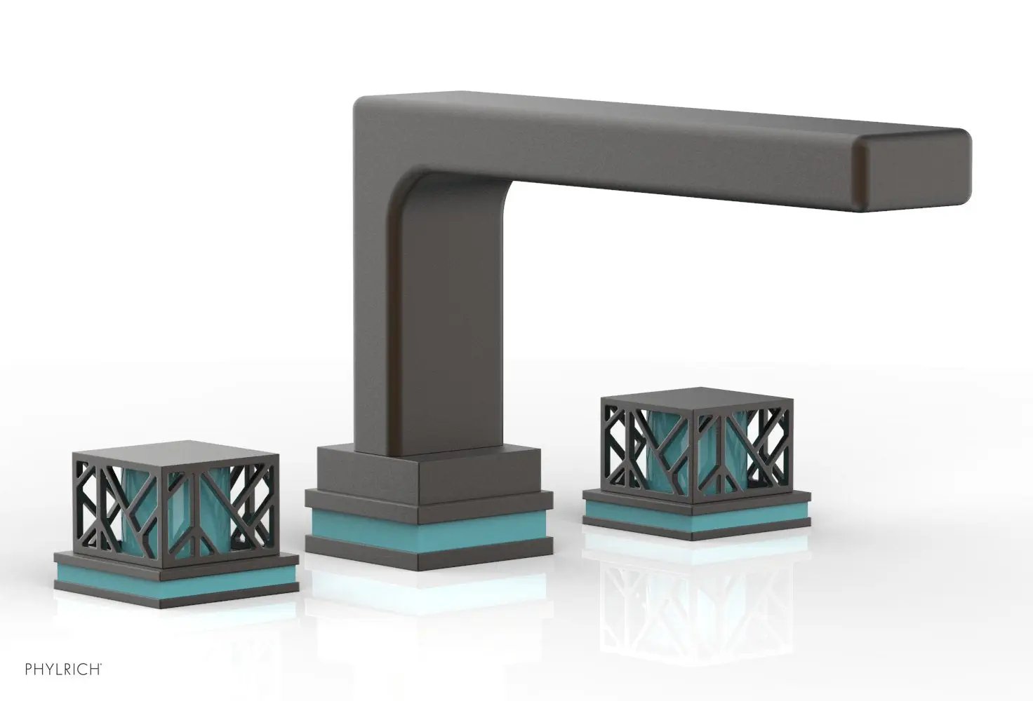 Phylrich JOLIE Deck Tub Set - Square Handles with "Turquoise" Accents by Phylrich