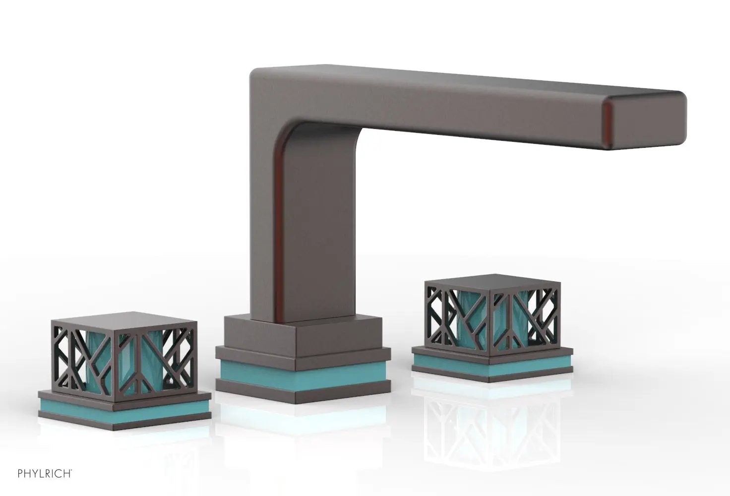 Phylrich JOLIE Deck Tub Set - Square Handles with "Turquoise" Accents by Phylrich