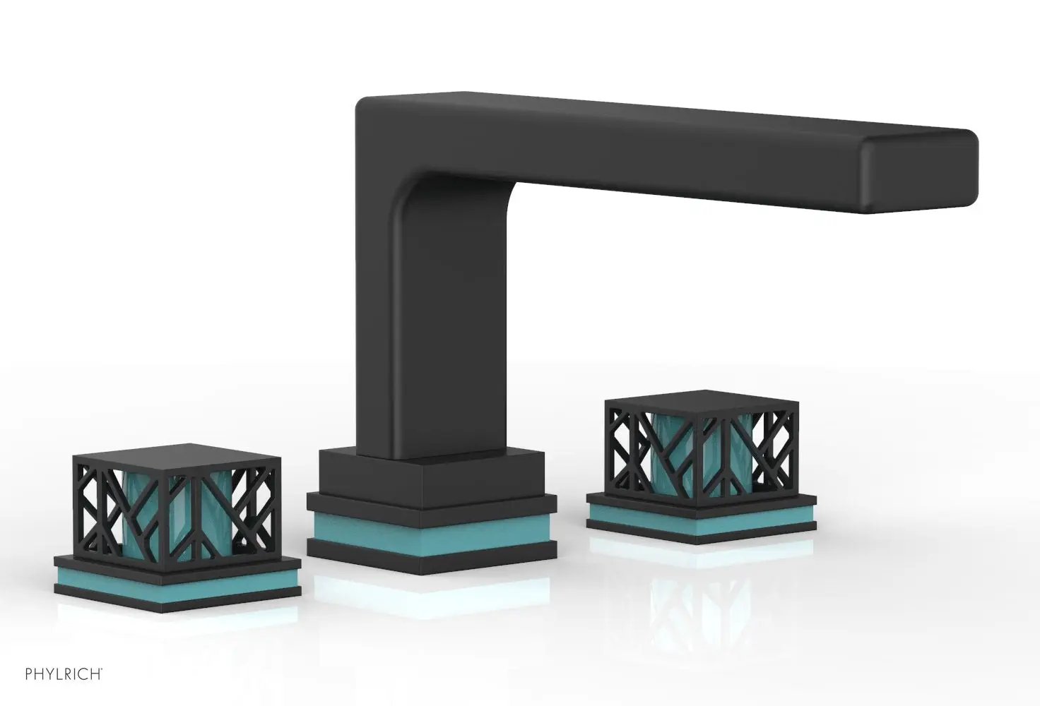 Phylrich JOLIE Deck Tub Set - Square Handles with "Turquoise" Accents by Phylrich