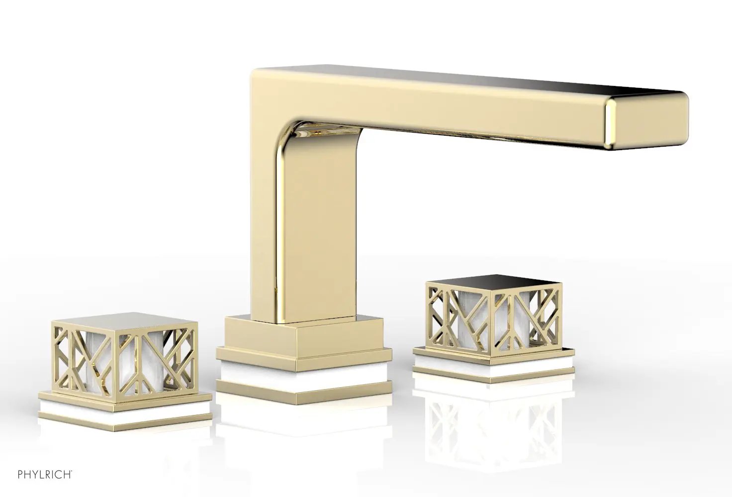 Phylrich JOLIE Deck Tub Set - Square Handles with "White" Accents by Phylrich