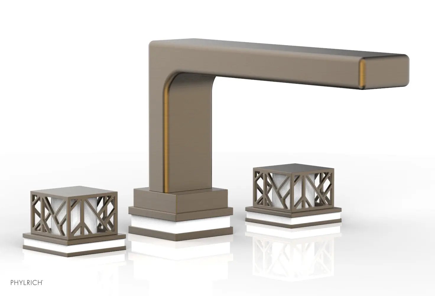 Phylrich JOLIE Deck Tub Set - Square Handles with "White" Accents by Phylrich