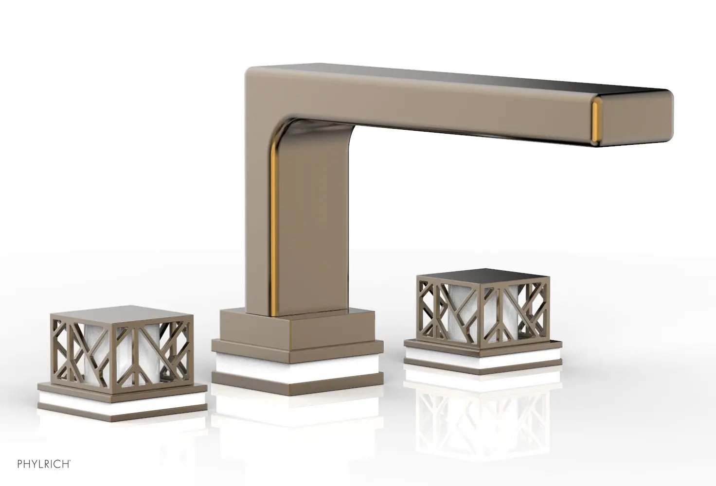 Phylrich JOLIE Deck Tub Set - Square Handles with "White" Accents by Phylrich