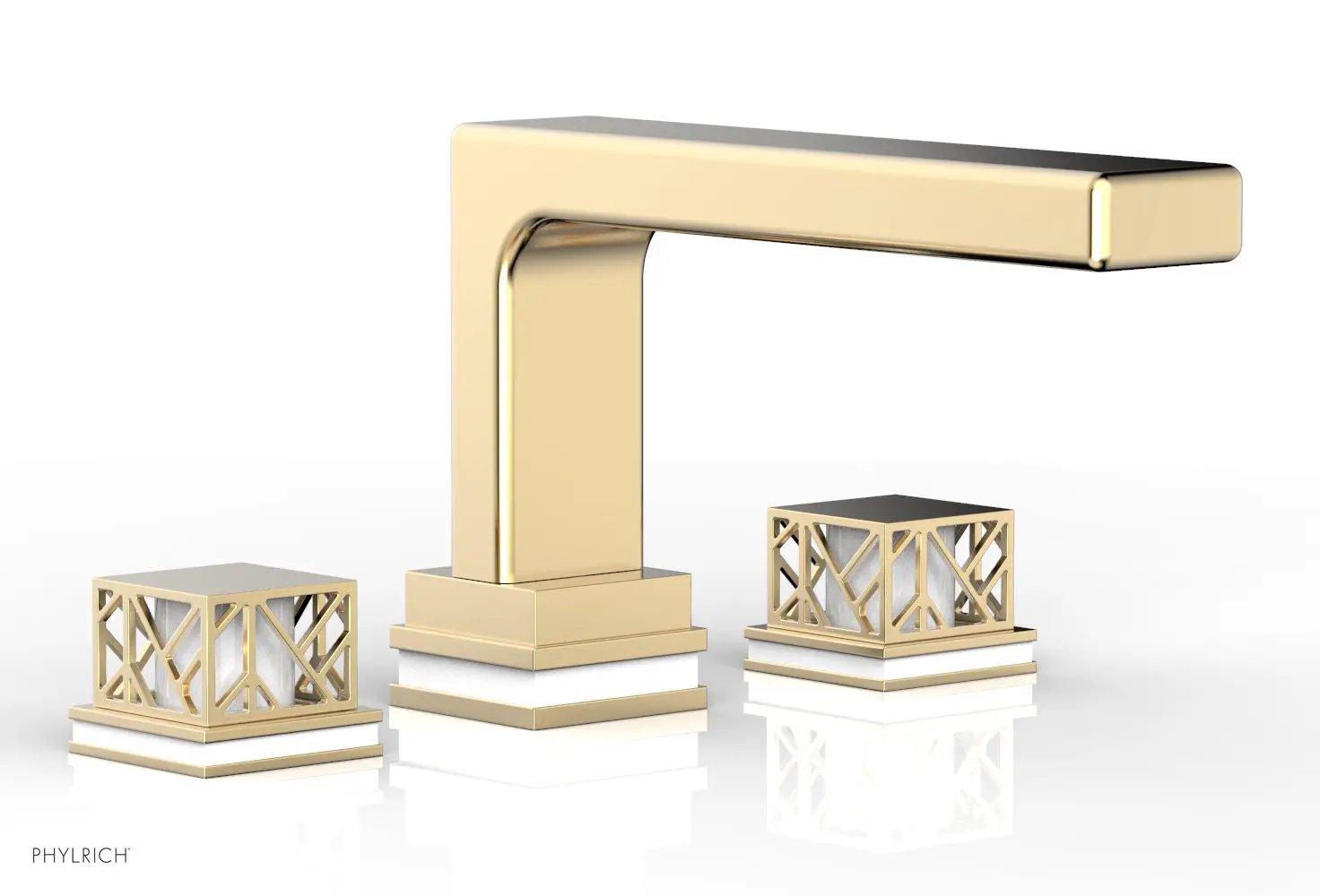 Phylrich JOLIE Deck Tub Set - Square Handles with "White" Accents by Phylrich
